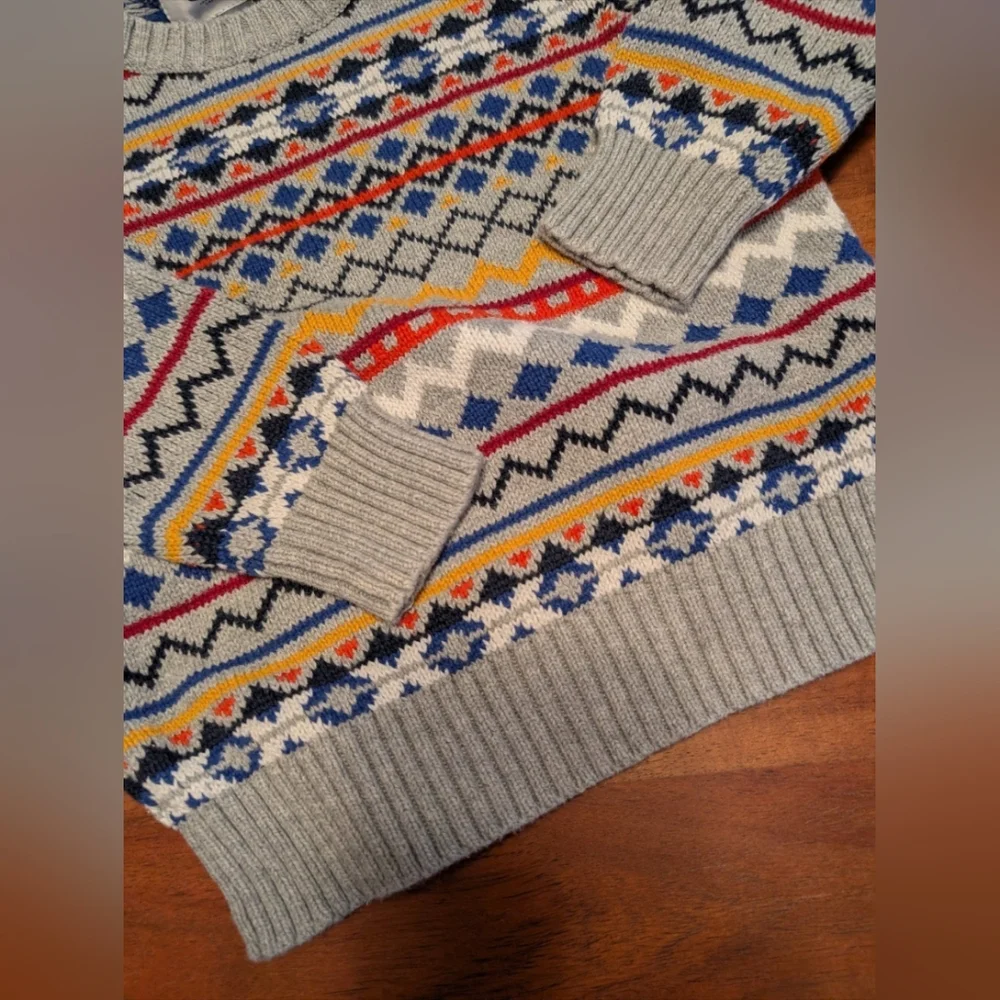 Old Navy & GAP Kids Red Plaid Shirt and Blue Patterned Sweater